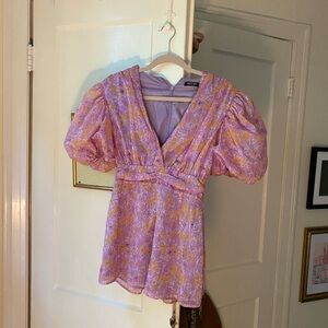 Puff-sleeve romper